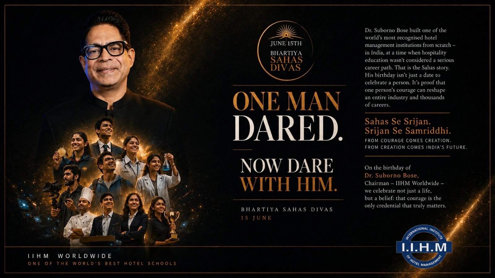 IIHM Celebrates Dr. Suborno Bose’s Vision through Bhartiya Sahas Divas and Nil Waste Kitchen Initiative